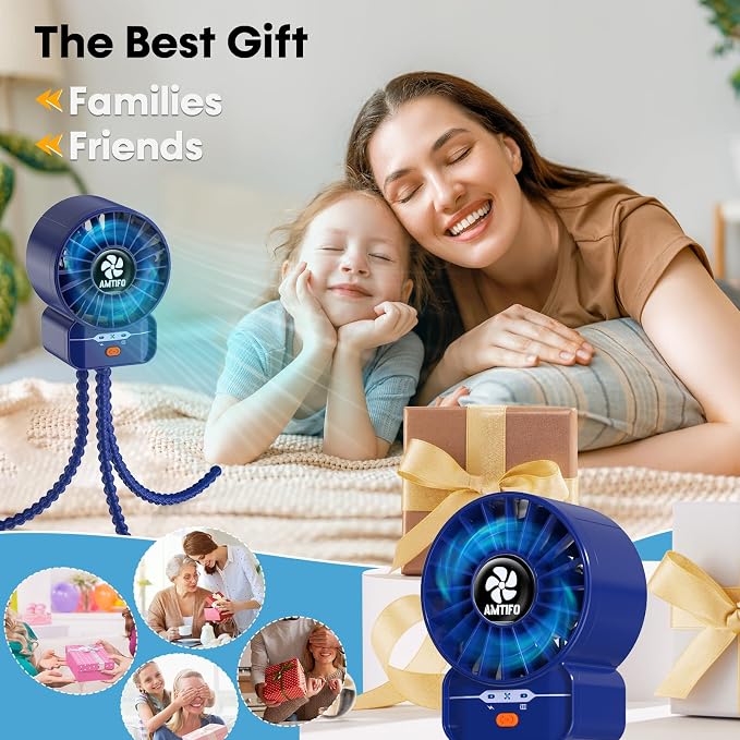 Dark Blue Stroller Fan - USB Rechargeable, Turbo Cooling, Quiet, Adjustable Speeds, Portable Baby Fan for, alternate view 9