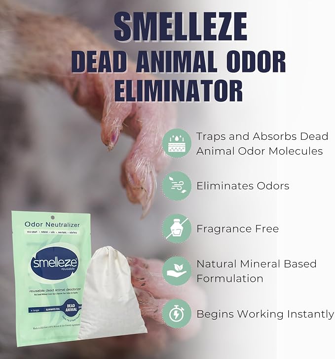 Dead Animal Odor Eliminator for Home - Removes Rodent & Mouse Smell in Wall, Attic, Crawlspace - Reusable Pouch, Pet Safe