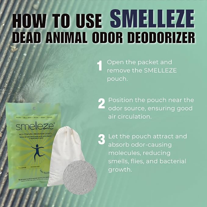 Dead Animal Odor Eliminator for Home - Removes Rodent & Mouse Smell in Wall, Attic, Crawlspace - Reusable Pouch, Pet Safe