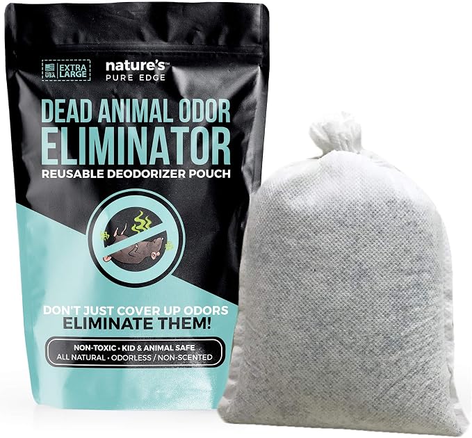 Dead Animal Smell Eliminator Pouch – Fragrance-Free Activated Charcoal Odor Absorber With Specialized Zeolite– Attics