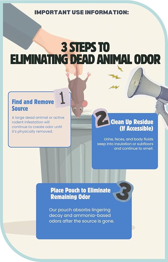 Dead Animal Smell Eliminator Pouch – Fragrance-Free Activated Charcoal Odor Absorber With Specialized Zeolite– Attics