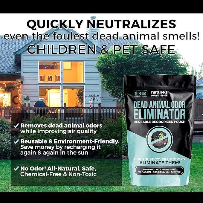 Dead Animal Smell Eliminator Pouch – Fragrance-Free Activated Charcoal Odor Absorber With Specialized Zeolite– Attics