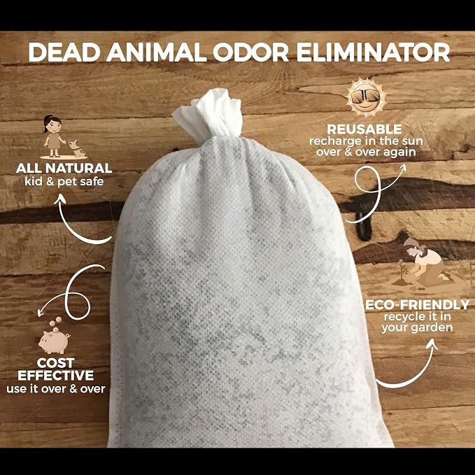 Dead Animal Smell Eliminator Pouch – Fragrance-Free Activated Charcoal Odor Absorber With Specialized Zeolite– Attics