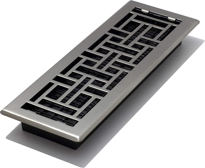 AJH414-NKL 4-Inch by 14-Inch Oriental Floor Register, Brushed Nickel, product image