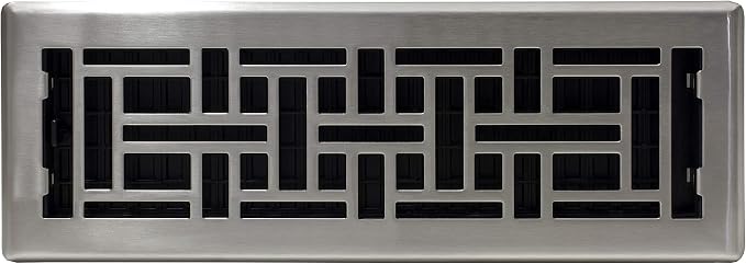 AJH414-NKL 4-Inch by 14-Inch Oriental Floor Register, Brushed Nickel, alternate product view 2