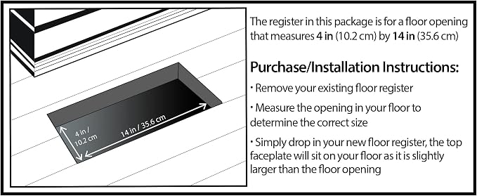 AJH414-NKL 4-Inch by 14-Inch Oriental Floor Register, Brushed Nickel, alternate product view 4