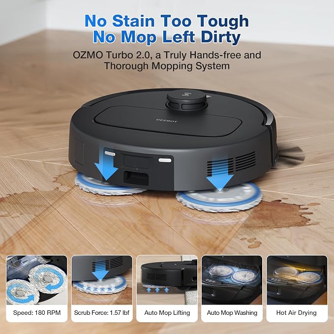 DEEBOT N30 Omni Robot Vacuum and Mop, 10000Pa Suction, TruEdge Adaptive Edge Mopping, ZeroTangle 2.0 Technology, Hot
