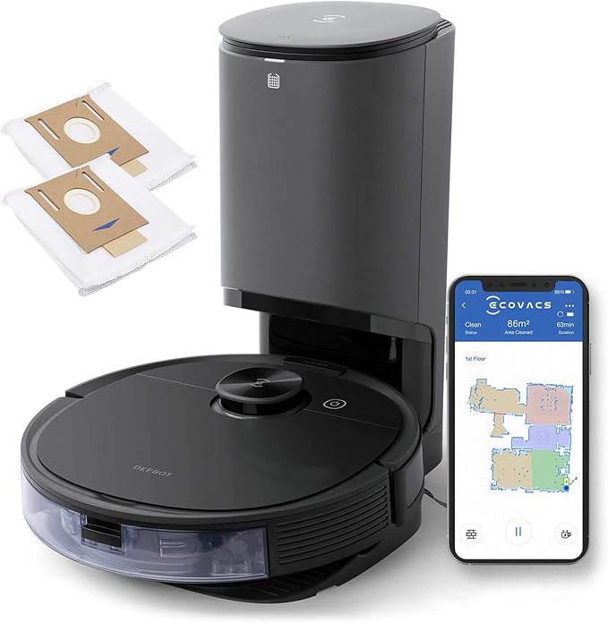 Deebot N8 Pro+ Robot Vacuum and Mop Cleaner, with Self Empty Station, 2600Pa Suction, Laser Based LiDAR Navigation, Carpet