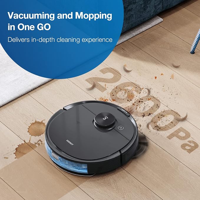 Deebot N8 Pro+ Robot Vacuum and Mop Cleaner, with Self Empty Station, 2600Pa Suction, Laser Based LiDAR Navigation, Carpet