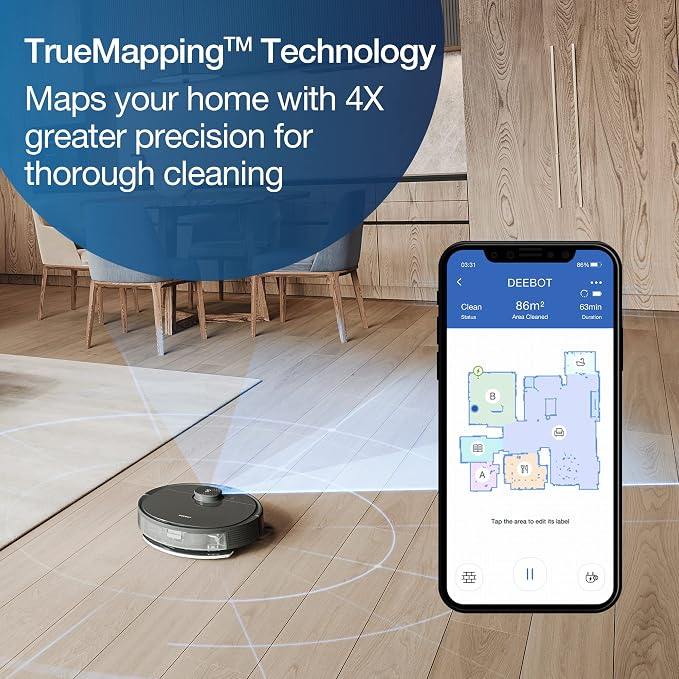 Deebot N8 Pro+ Robot Vacuum and Mop Cleaner, with Self Empty Station, 2600Pa Suction, Laser Based LiDAR Navigation, Carpet