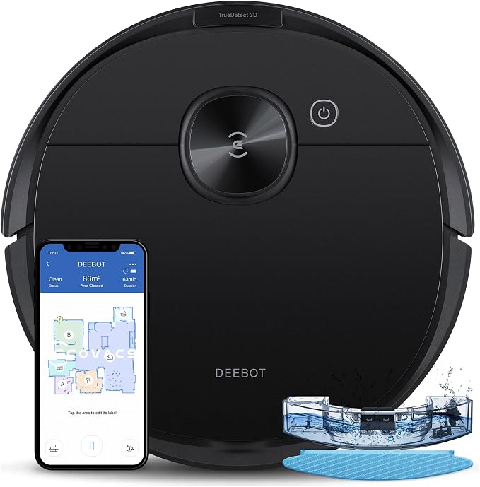 Deebot N8 Pro Robot Vacuum and Mop, Strong 2600Pa Suction, Laser Based LiDAR Navigation, Smart Obstacle Detection