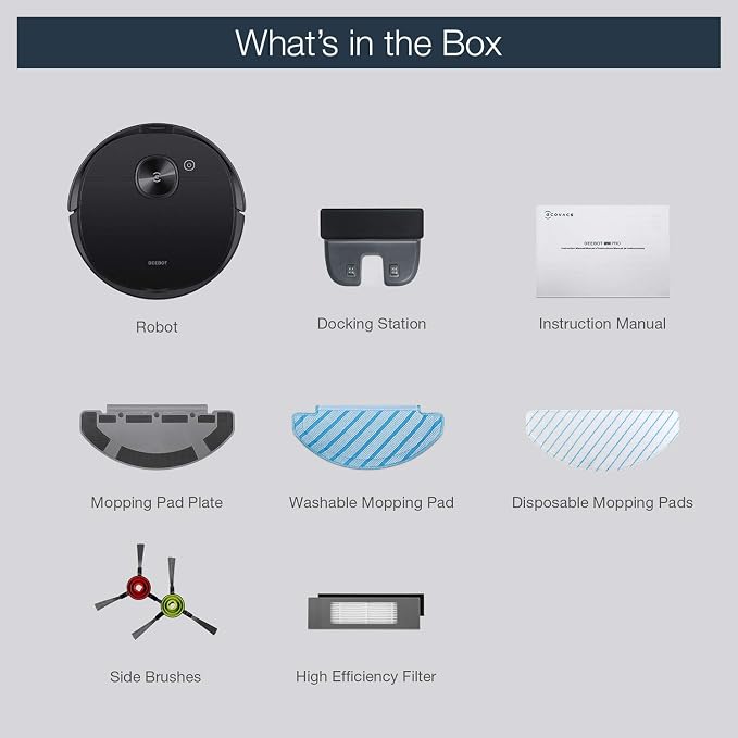 Deebot N8 Pro Robot Vacuum and Mop, Strong 2600Pa Suction, Laser Based LiDAR Navigation, Smart Obstacle Detection