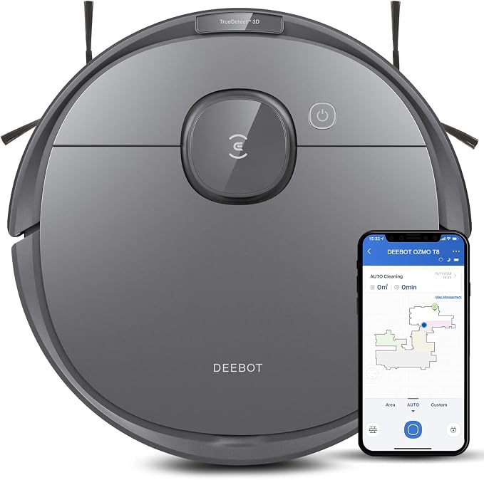 Deebot T8 Robot Vacuum and Mop Cleaner, Precise Laser Navigation, Multi-floor Mapping, Intelligent Object Avoidance