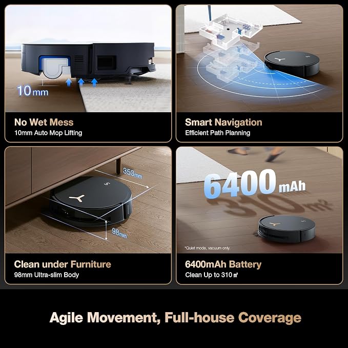 DEEBOT X8 PRO OMNI Robot Vacuum and Mop, 18000Pa, OZMO ROLLER Instant Self-Washing Mopping, 167°F Hot Water Mop Washing