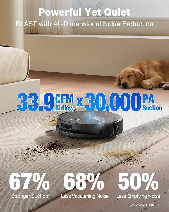 DEEBOT X9S PRO Omni Robot Vacuum and Mop, 30,000Pa Suction, Instant Self-Cleaning OZMO Roller Mop, TruEdge Deep Edge