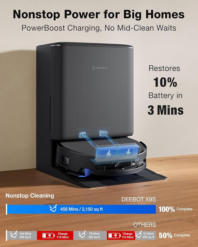 DEEBOT X9S PRO Omni Robot Vacuum and Mop, 30,000Pa Suction, Instant Self-Cleaning OZMO Roller Mop, TruEdge Deep Edge
