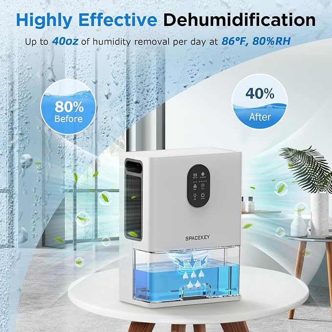 Dehumidifier, 106 OZ Water Tank (1000 sq.ft) Dehumidifiers for Home, Quiet Dehumidifier for Bathroom Bedroom Basement RV with