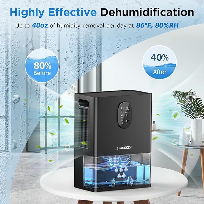 Dehumidifier, 106 OZ Water Tank (1000 sq.ft) Dehumidifiers for Home, Quiet Dehumidifier for Bathroom Bedroom Basement RV with