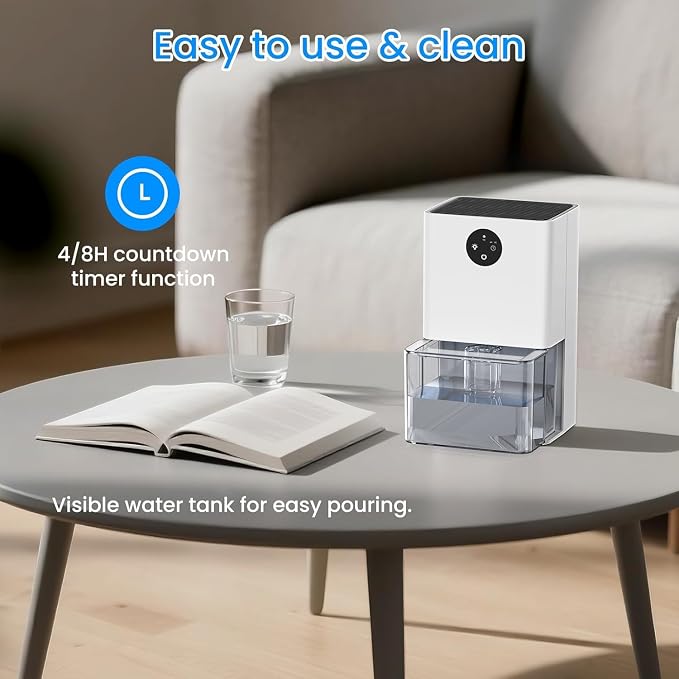 Dehumidifier,1500ML(50 OZ) Small Dehumidifier for Home (300 sq. ft),Quiet with Auto Shut Off, Dehumidifiers for Bedroom, RV