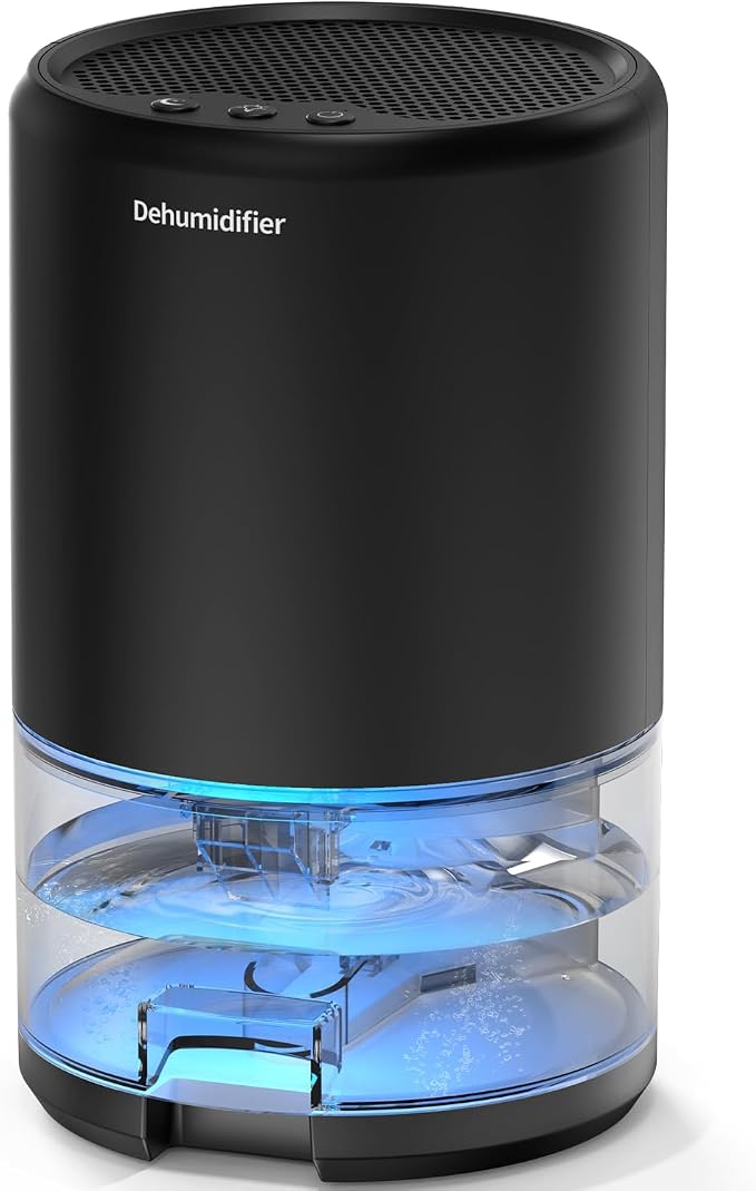 Dehumidifier, 35 oz Small Dehumidifiers for Home, Bathroom, Bedroom, Closet, Ultra-Quiet with Sleep Mode, 7 Color Lights &