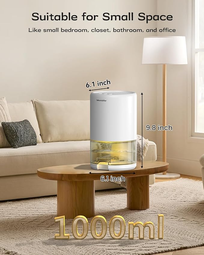 Dehumidifier, 35 oz Small Dehumidifiers for Home, Bathroom, Bedroom, Rooms, Ultra-Quiet with Sleep Mode, 7 Color, alternate