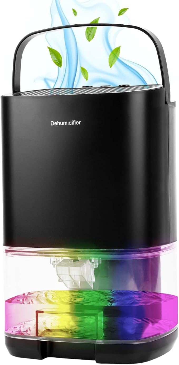 Dehumidifier, 35 OZ Water Tank (300 sq. ft), Small Dehumidifier for Basement with Auto-Off, Sleep Mode and LED Lighting