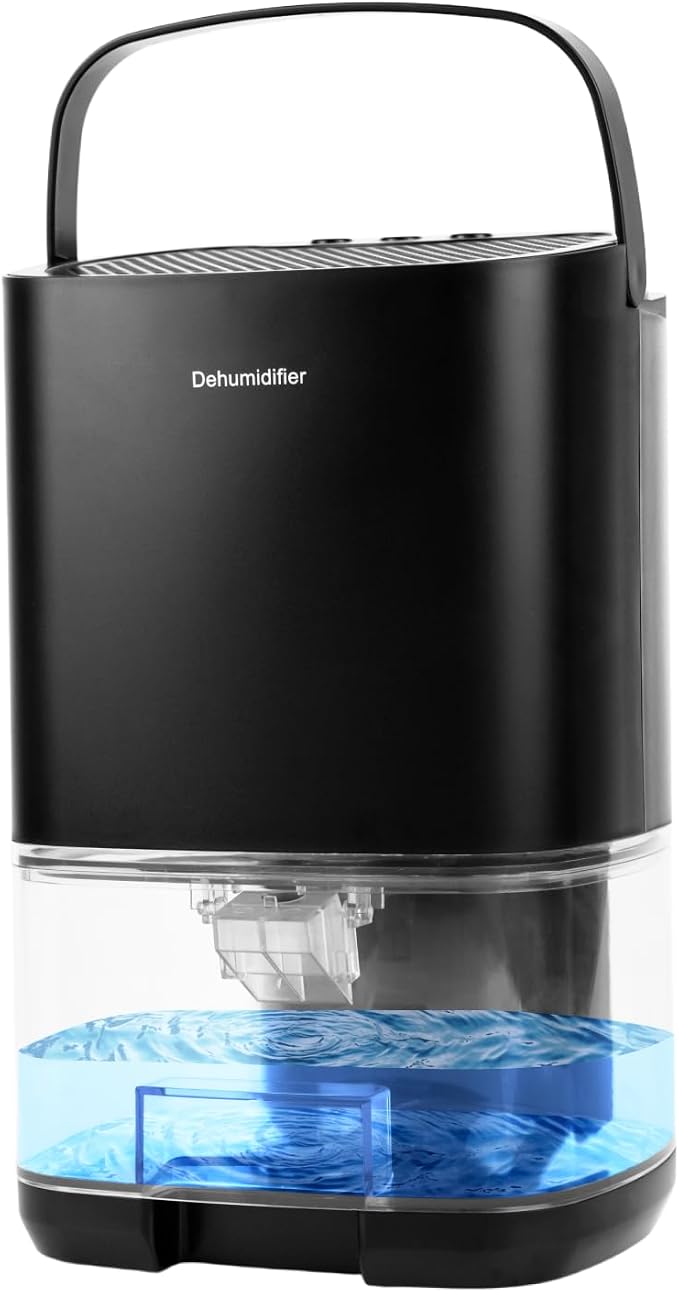 Dehumidifier, 35 OZ Water Tank (300 sq. ft), Small Dehumidifier for Basement with Auto-Off, Sleep Mode and LED Lighting