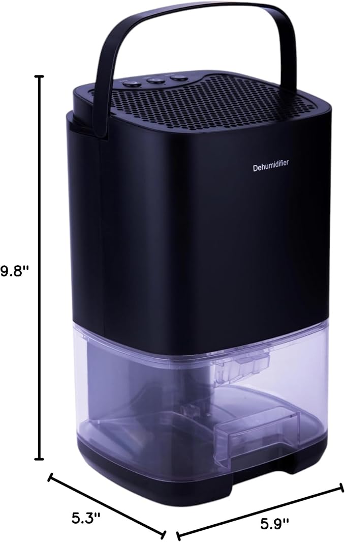 Dehumidifier, 35 OZ Water Tank (300 sq. ft), Small Dehumidifier for Basement with Auto-Off, Sleep Mode and LED Lighting