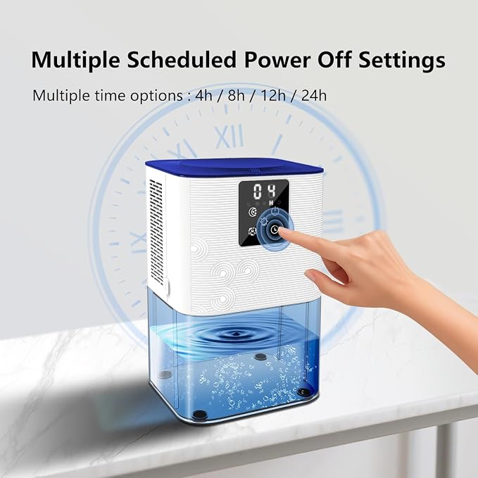 Dehumidifier, 3L/105 oz (1000 Sq Ft) Small Dehumidifiers for room, Bathroom, RV, Quiet with Auto Shut Off,Timer, 3 Setting