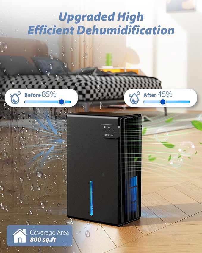 Dehumidifier, 95 OZ Dehumidifiers for Home (800 sq.ft), Quiet Small Dehumidifiers for Bedroom Bathroom Basements Closet RV