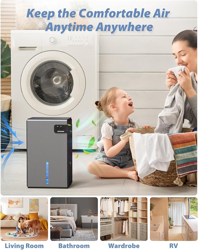 Dehumidifier, 95 OZ Dehumidifiers for Home (800 sq.ft), Quiet Small Dehumidifiers for Bedroom Bathroom Basements Closet RV