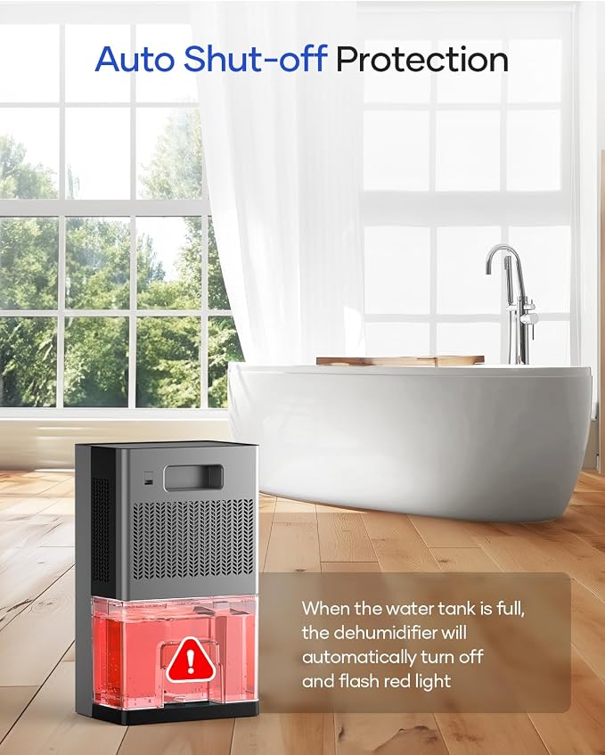 Dehumidifier, 95 OZ Water Tank Dehumidifiers for Home, 1000 sq. ft. Dehumidifier for Basement Bathroom Bedroom with Auto Shut