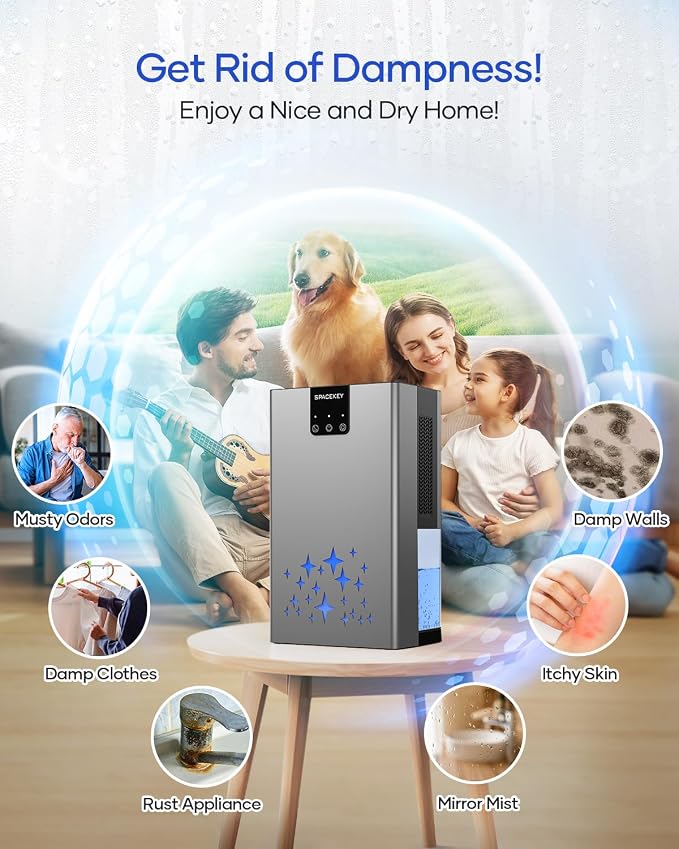 Dehumidifier, 95 OZ Water Tank Dehumidifiers for Home, 1000 sq. ft. Dehumidifier for Basement Bathroom Bedroom with Auto Shut