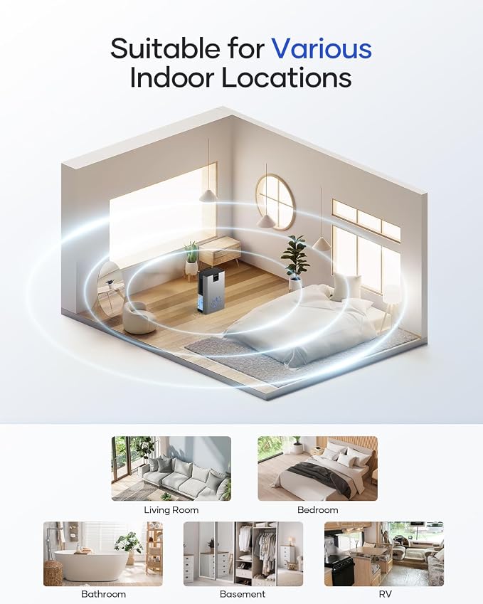Dehumidifier, 95 OZ Water Tank Dehumidifiers for Home, 1000 sq. ft. Dehumidifier for Basement Bathroom Bedroom with Auto Shut