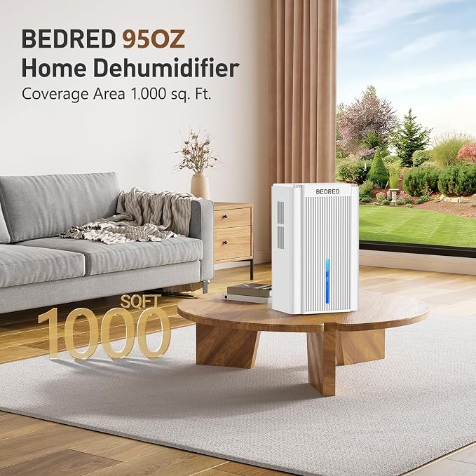 Dehumidifier, 95OZ Dehumidifier for Home 1000 Sq.Ft - Quiet with Auto Shut Off & Relaxing 7 Color Ambient Light,Ideal for