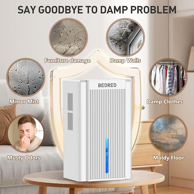 Dehumidifier, 95OZ Dehumidifier for Home 1000 Sq.Ft - Quiet with Auto Shut Off & Relaxing 7 Color Ambient Light,Ideal for