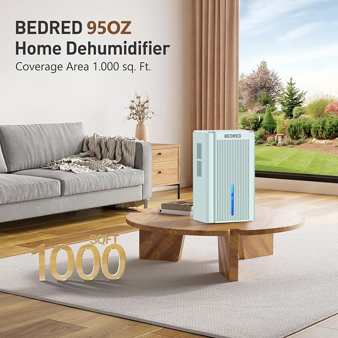 Dehumidifier, 95OZ Dehumidifier for Home 1000 Sq.Ft - Quiet with Auto Shut Off & Relaxing 7 Color Ambient Light,Ideal for