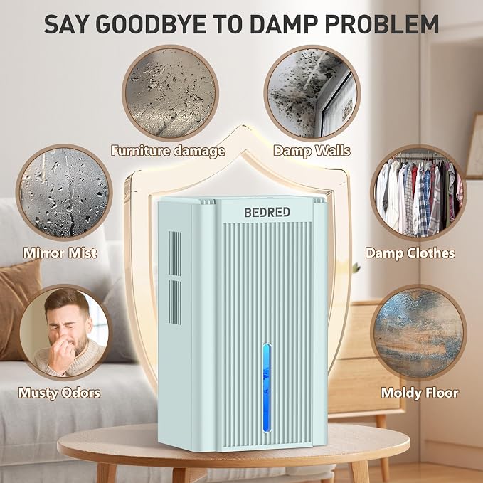 Dehumidifier, 95OZ Dehumidifier for Home 1000 Sq.Ft - Quiet with Auto Shut Off & Relaxing 7 Color Ambient Light,Ideal for