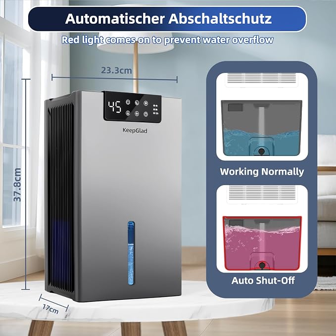 Dehumidifier, 98OZ Dehumidifiers for Home(1000sq.ft), Humidity Display Dehumidifier for Basement Bathroom Bedroom, Auto Shut