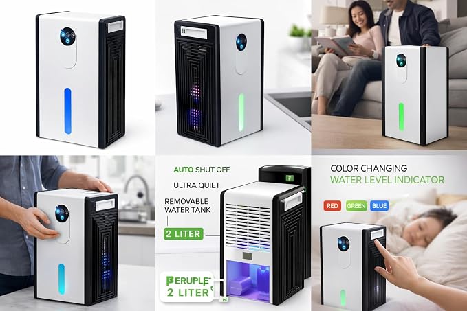 Dehumidifier for 1076 sq.ft,Quiet Portable Moisture Absorber with Auto Shut Off,Auto Defrost,72 OZ Water Tank,Drain Hose,7