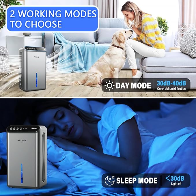 Dehumidifier for Basement (85 OZ, 800 sq ft) Quiet Dehumidifiers for Home, Auto Shut-Off, Sleep Mode, 3 Gear
