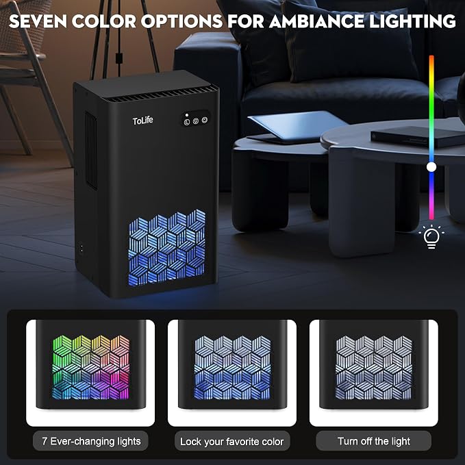 Dehumidifier for Home, 1000 sq.ft Dehumidifiers for Basement Bedroom Bathroom with 95 OZ Water Tank, Auto Shut Off 7 Colors