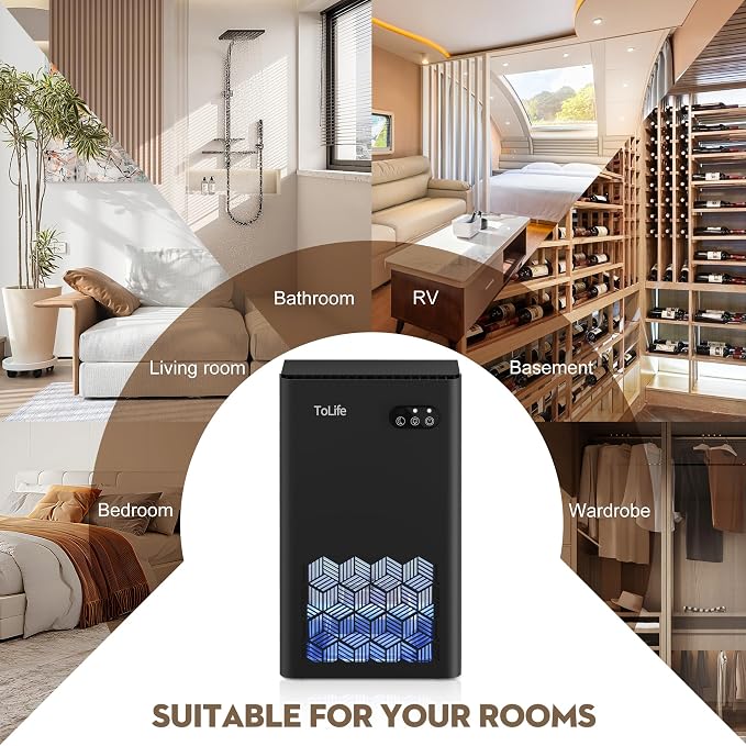 Dehumidifier for Home, 1000 sq.ft Dehumidifiers for Basement Bedroom Bathroom with 95 OZ Water Tank, Auto Shut Off 7 Colors