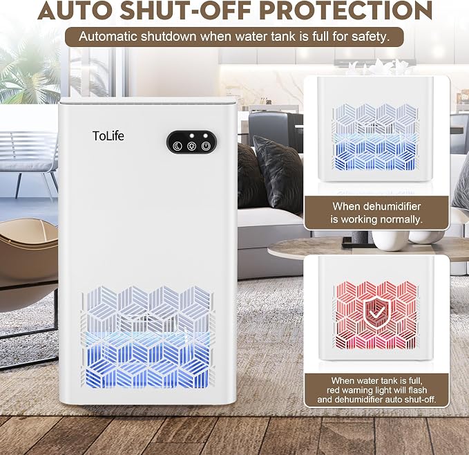 Dehumidifier for Home, 1000 sq.ft Dehumidifiers for Basement Bedroom Bathroom with 95 OZ Water Tank, Auto Shut, alternate