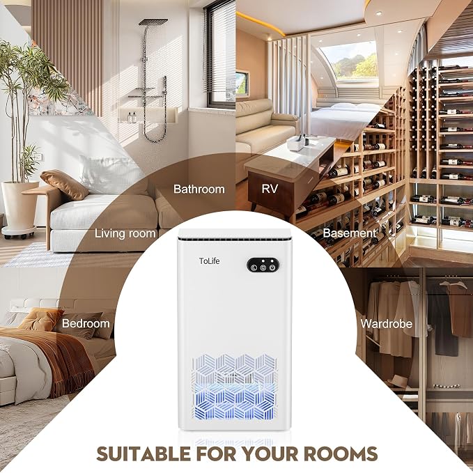 Dehumidifier for Home, 1000 sq.ft Dehumidifiers for Basement Bedroom Bathroom with 95 OZ Water Tank, Auto Shut, alternate