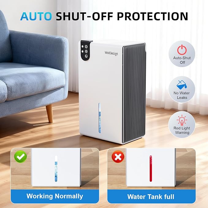 Dehumidifier for Home (85 OZ, 1000 sq ft) Small Dehumidifiers for Basement, Auto Shut-Off, Sleep Mode, 7 Color Light, Quiet