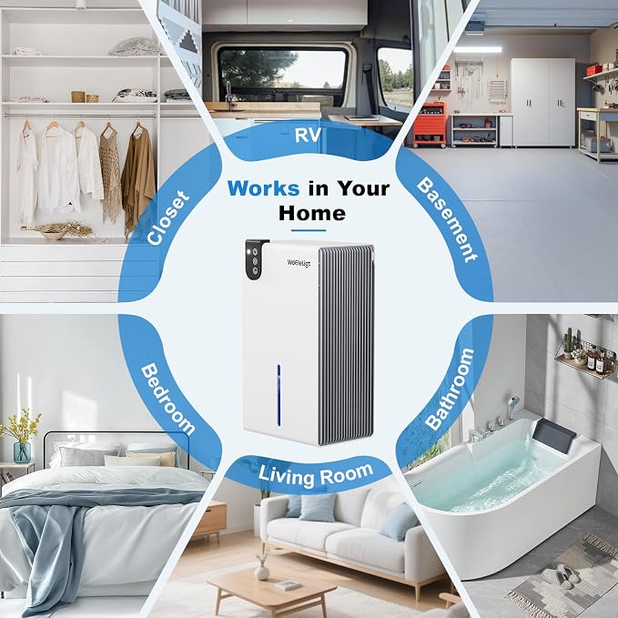 Dehumidifier for Home (85 OZ, 1000 sq ft) Small Dehumidifiers for Basement, Auto Shut-Off, Sleep Mode, 7 Color Light, Quiet