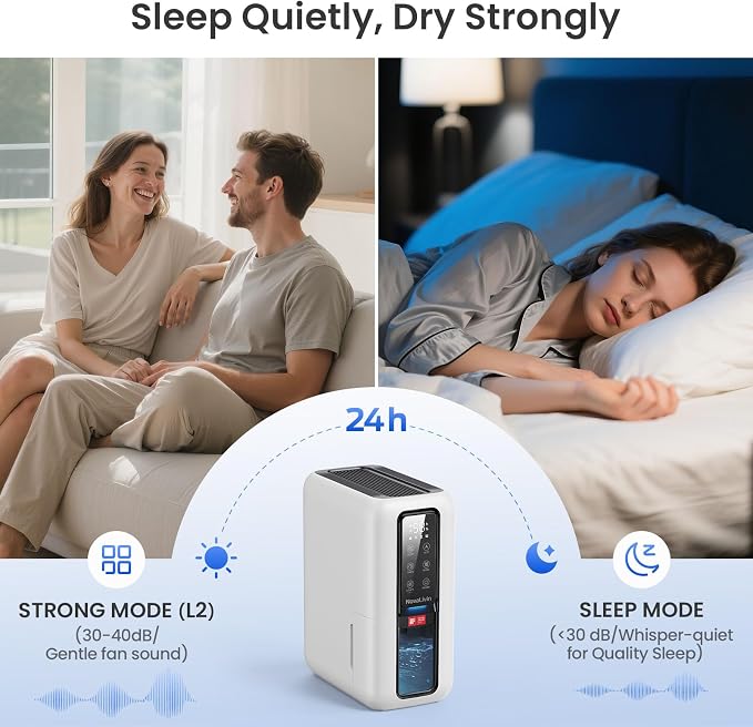 Dehumidifier for Home, Dehumidifiers for Bathroom, Bedroom, Living room, Closet with 68 OZ Water Tank, Moisture Absorbers