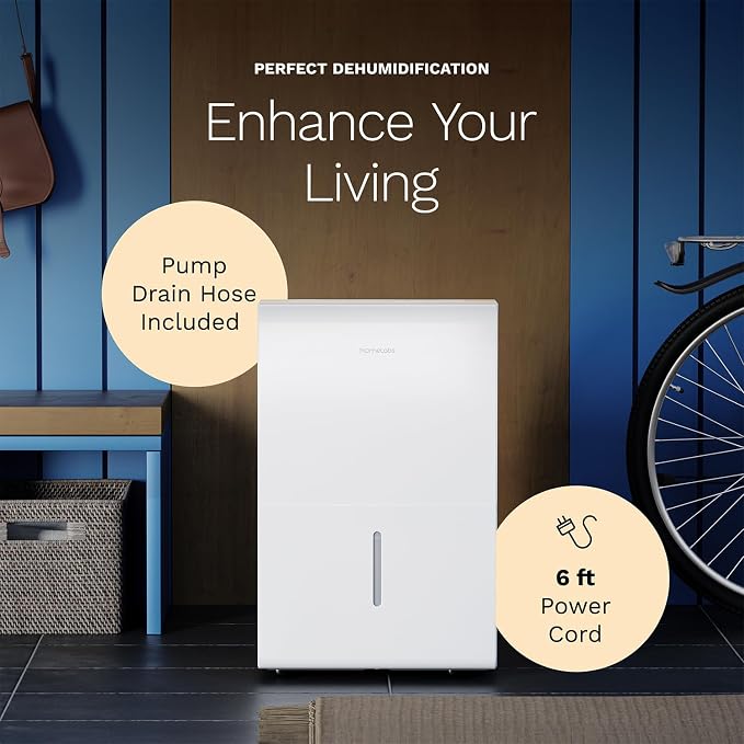 Dehumidifier for Home, Office, Basements with Powerful Moisture Removal, Humidity Control, Auto Shut-off, Quiet Operation