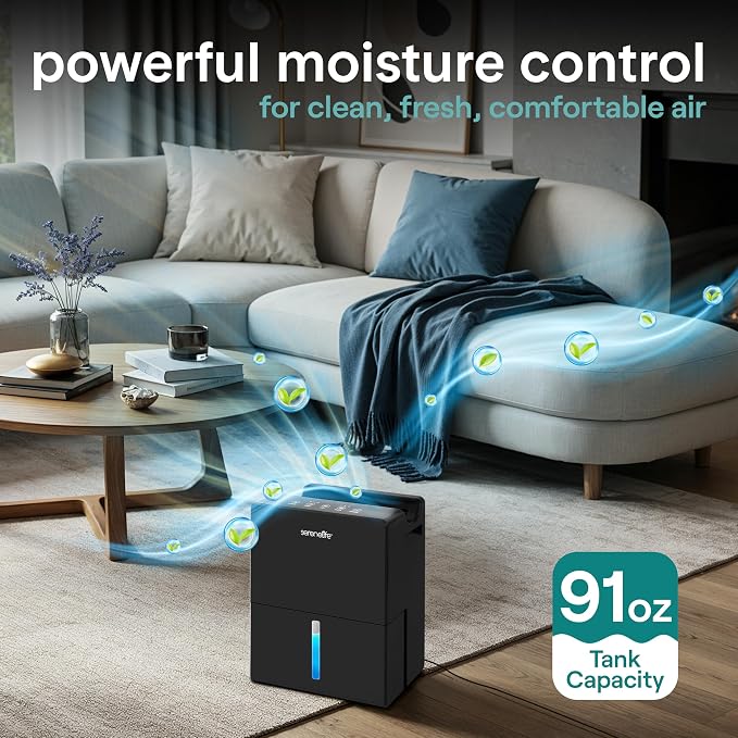 Dehumidifier, Quiet 2-in-1 Thermoelectric & Desiccant Dehumidifiers for Home, 85 oz Tank Drying Base w/Small Room Attachment